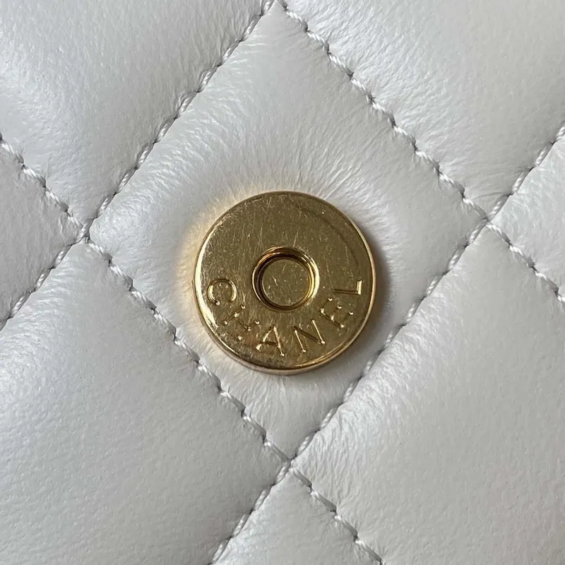 Chanel AP3513 Woc Clutch With Chain lambskin Imitation Pearls Enamel & Gold White