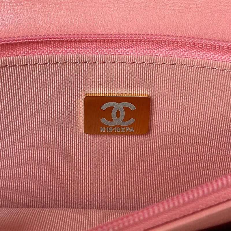 Chanel AP3504 Woc Wallet On Chain lambskin Imitation Pearls Strass & Gold Pink