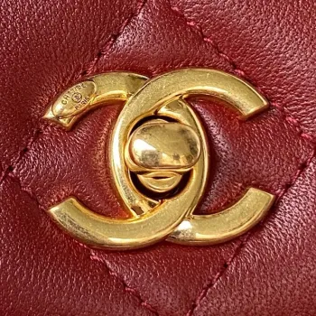 Chanel AP3504 Woc Wallet On Chain lambskin Imitation Pearls Strass & Gold Wine Red