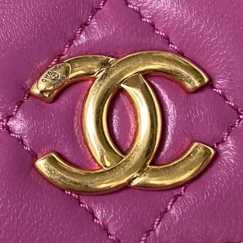 Chanel AP3513 Woc Clutch With Chain lambskin Imitation Pearls Enamel & Gold Purple