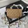Chanel AP3504 Woc Wallet On Chain lambskin Imitation Pearls Strass & Gold Apricot