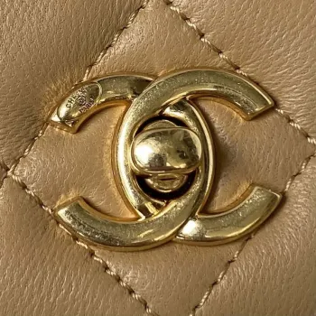 Chanel AP3504 Woc Wallet On Chain lambskin Imitation Pearls Strass & Gold Apricot