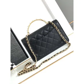 Chanel AP3504 Woc Wallet On Chain lambskin Imitation Pearls Strass & Gold Black