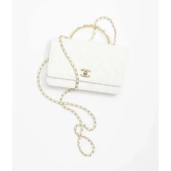 Chanel AP3504 Woc Wallet On Chain lambskin Imitation Pearls Strass & Gold white
