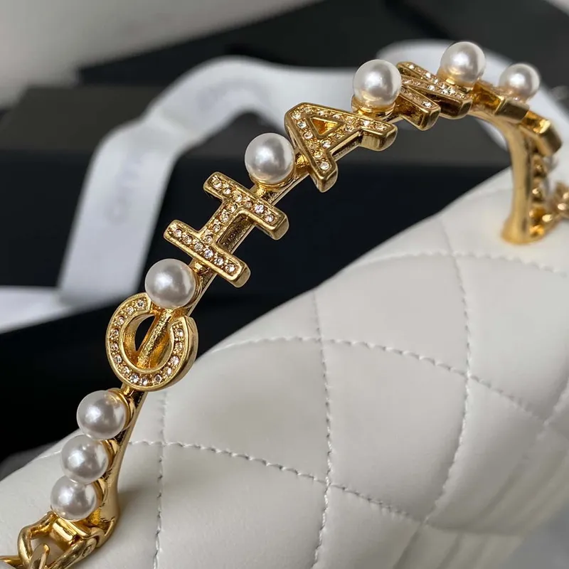 Chanel AP3504 Woc Wallet On Chain lambskin Imitation Pearls Strass & Gold white