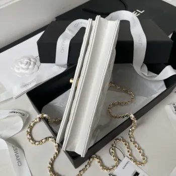 Chanel AP3504 Woc Wallet On Chain lambskin Imitation Pearls Strass & Gold white