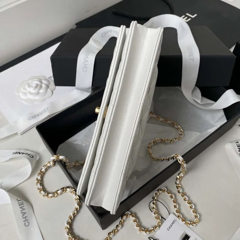 Chanel AP3504 Woc Wallet On Chain lambskin Imitation Pearls Strass & Gold white