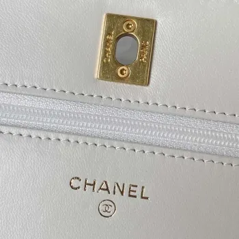 Chanel AP3504 Woc Wallet On Chain lambskin Imitation Pearls Strass & Gold white