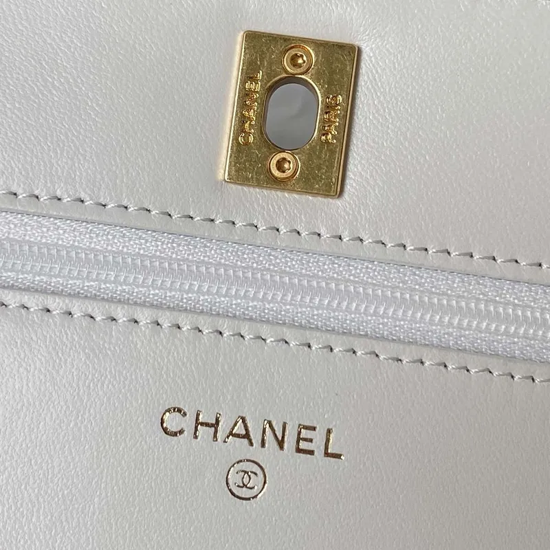 Chanel AP3504 Woc Wallet On Chain lambskin Imitation Pearls Strass & Gold white