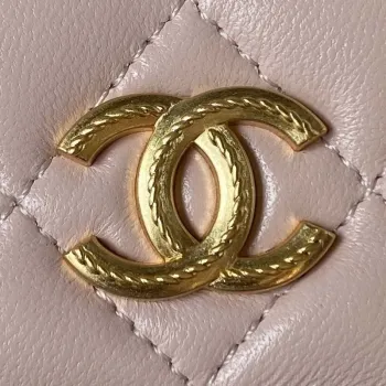 Chanel AP3385 Woc Flap Phone Holder With Chain Lambskin Pink Gold