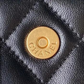 Chanel AP3385 Woc Flap Phone Holder With Chain Lambskin Black Gold