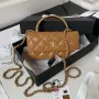 Chanel AP3385 Woc Flap Phone Holder With Chain Lambskin Caramel Gold