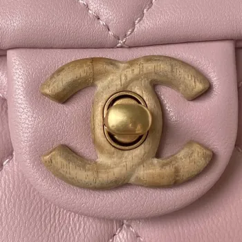 Chanel AS4165 Mini Flap Bag Lambskin Wenge Wood & Gold Tone Metal Pink