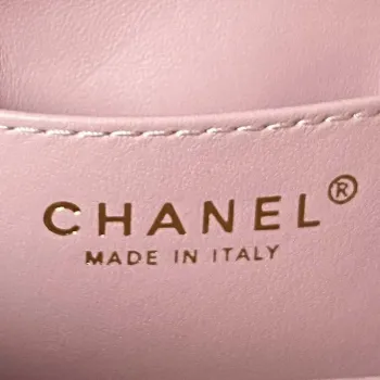 Chanel AS4165 Mini Flap Bag Lambskin Wenge Wood & Gold Tone Metal Pink