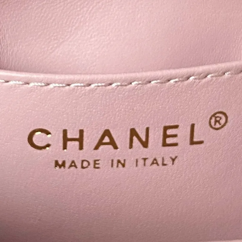 Chanel AS4165 Mini Flap Bag Lambskin Wenge Wood & Gold Tone Metal Pink