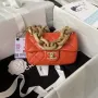 Chanel AS4165 Mini Flap Bag Lambskin Wenge Wood & Gold Tone Metal Orange