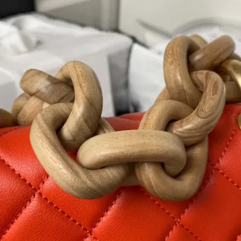 Chanel AS4165 Mini Flap Bag Lambskin Wenge Wood & Gold Tone Metal Orange