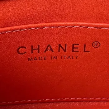 Chanel AS4165 Mini Flap Bag Lambskin Wenge Wood & Gold Tone Metal Orange