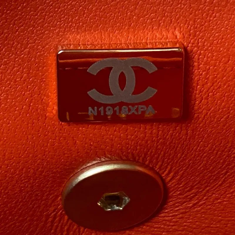 Chanel AS4165 Mini Flap Bag Lambskin Wenge Wood & Gold Tone Metal Orange