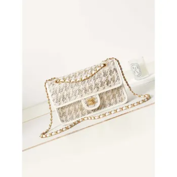 Chanel AS3767 Flap Bag Woven Lambskin White