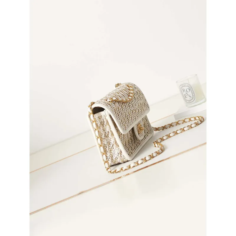 Chanel AS3767 Flap Bag Woven Lambskin White
