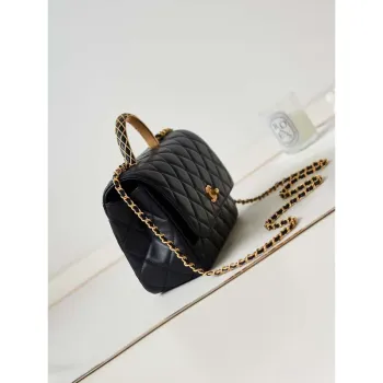 Chanel AS4232 Small Flap Bag With Top Handle Lambskin Black