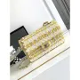 Chanel A01112 Flap Classic Handbag Tweed beads& Silver Tone Metal Yellow