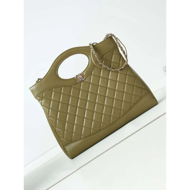 Chanel AS1010 31 Larage Shopping Bag Shiny Lambskin Green