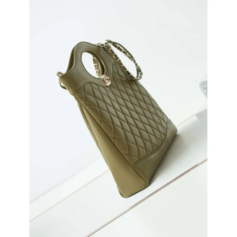 Chanel AS1010 31 Larage Shopping Bag Shiny Lambskin Green
