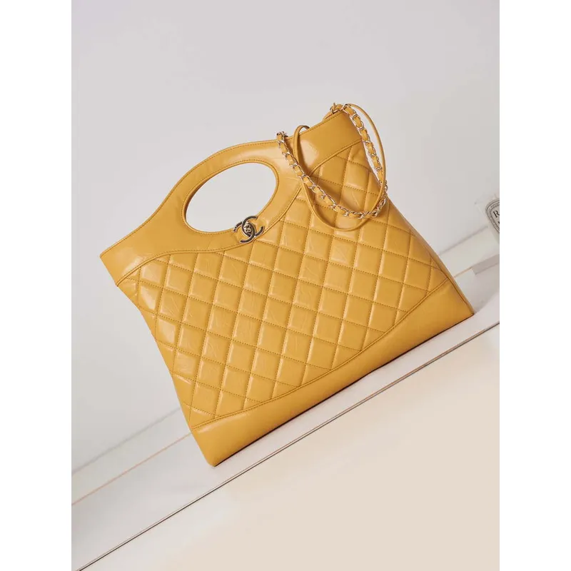 Chanel AS1010 31 Larage Shopping Bag Shiny Lambskin Yellow