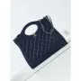 Chanel AS1010 31 Larage Shopping Bag Shiny Lambskin Navy Blue