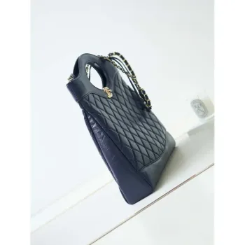 Chanel AS1010 31 Larage Shopping Bag Shiny Lambskin Navy Blue