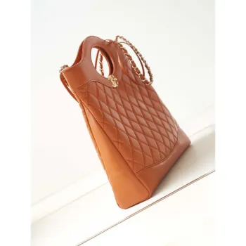 Chanel AS1010 31 Larage Shopping Bag Shiny Lambskin Light Orange