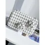 Chanel A1116 Mini Flap Classic Handbag Tweed & Silver Tone Metal White