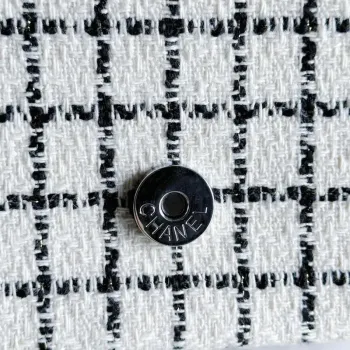 Chanel A1116 Mini Flap Classic Handbag Tweed & Silver Tone Metal White