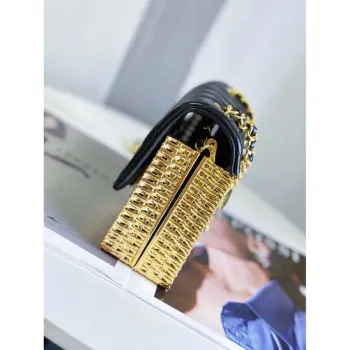 Chanel AS3712 Large EVENING BAG Lambskin & Gold Metal Black & Gold