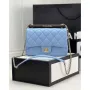 Chanel AS4151 Small Flap Bag With Top Handle Lambskin & Wenge Wood Blue