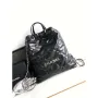 Chanel 22 Backpack AS3859 Shiny Black Calfskin With Sliver Logo
