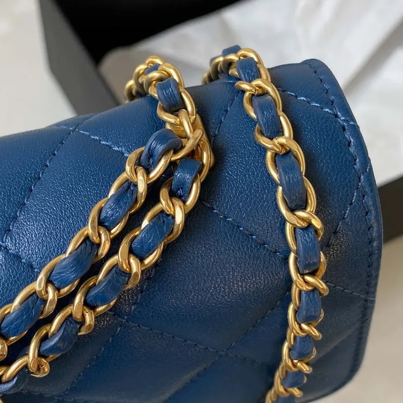 Chanel AP3426 Woc Mini Flap Bag Lambskin 17cm Blue