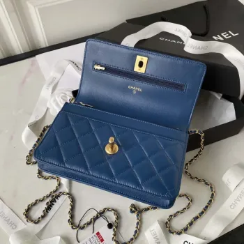 Chanel AP3424 Woc Mini Flap Bag Lambskin Blue