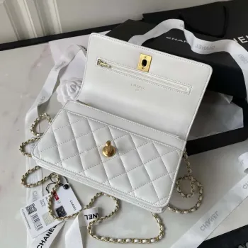 Chanel AP3424 Woc Mini Flap Bag Lambskin White