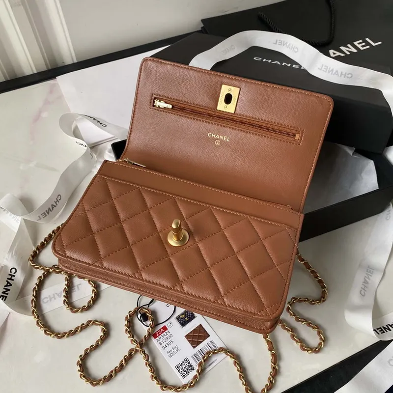 Chanel AP3424 Woc Mini Flap Bag Lambskin Caramel