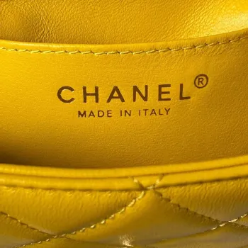 Chanel AS4165 Mini Flap Bag Lambskin Wenge Wood & Gold Tone Metal Yellow