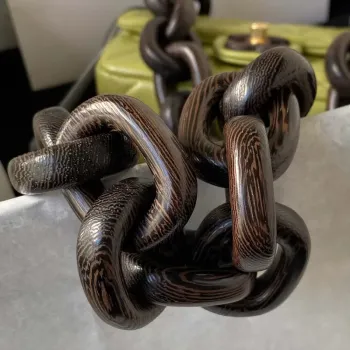 Chanel AS4165 Mini Flap Bag Lambskin Wenge Wood & Gold Tone Metal Lemon Green