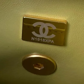 Chanel AS4165 Mini Flap Bag Lambskin Wenge Wood & Gold Tone Metal Lemon Green