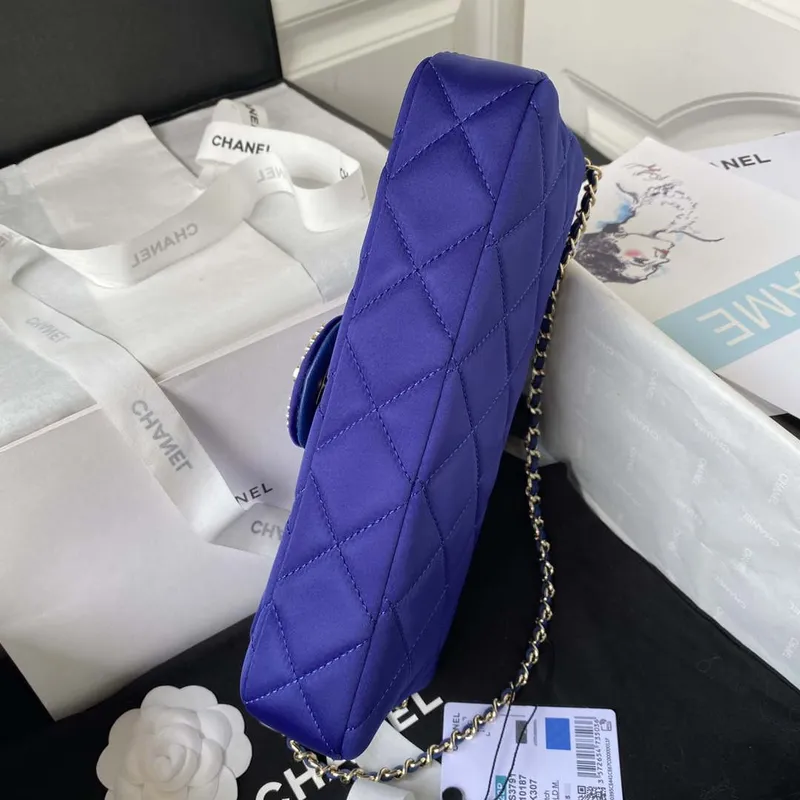 Chanel AS3791 Flap Bag Velvet and Lambskin Blue