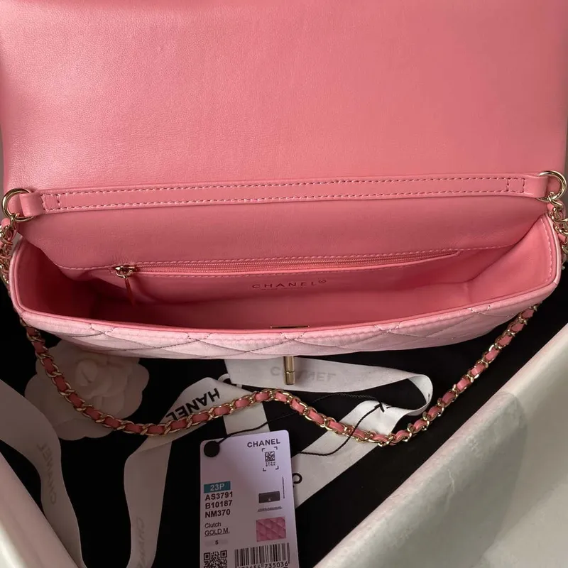 Chanel AS3791 Flap Bag Velvet and Lambskin Pink