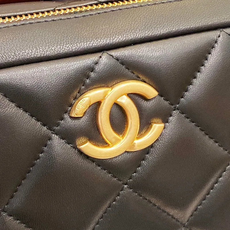 Chanel AS4198 MINI BOWLING BAG Lambskin & Wenge Wood Black