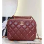 Chanel AS4198 MINI BOWLING BAG Lambskin & Wenge Wood Wine Red