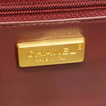 Chanel AS4151 Small Flap Bag With Top Handle Lambskin & Wenge Wood Wine Red